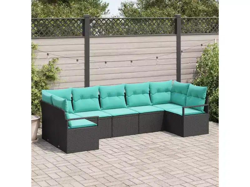 vidaXL Garden Sofa Set 7 pcs Brown Poly rattan - Brown