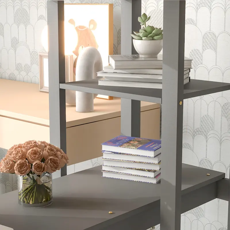 Full Loft Bed with Desk ,Shelves and Ladder
