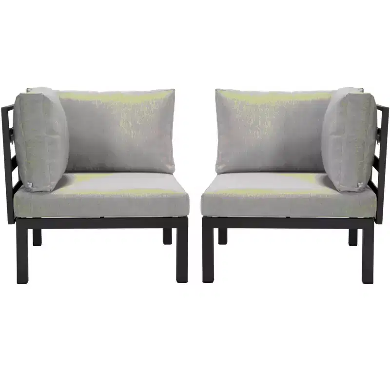 LeisureMod 2-Piece Corner Chair Loveseat Upholstered in Polyester with Aluminum Frame and Removable Cushion Hamilton Collection