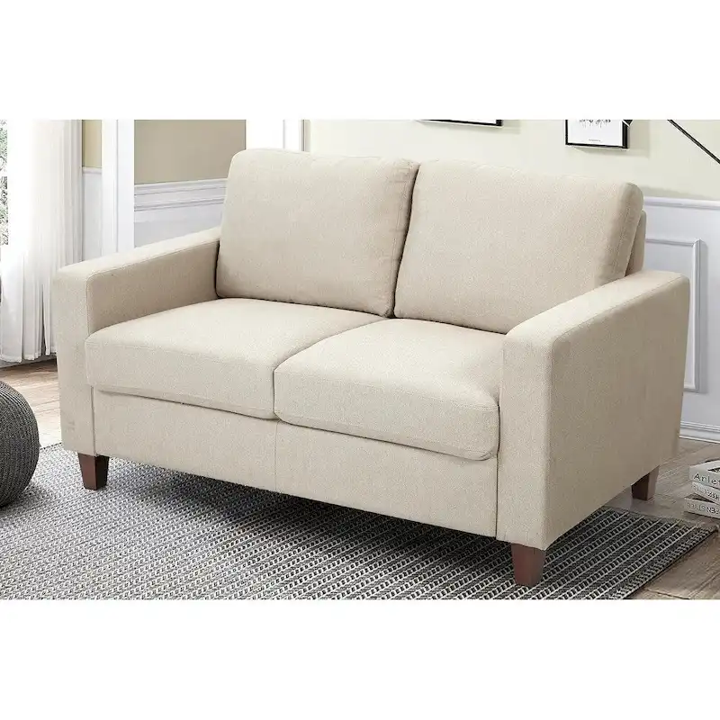 Miles Mid Century Modern Loveseat 2 Seater Sofa Couch with Reversible Back Pillows Large