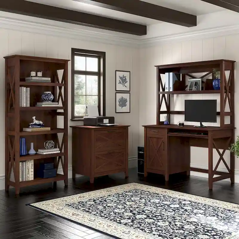 Key West 48W Small Computer Desk with Hutch by Bush Furniture