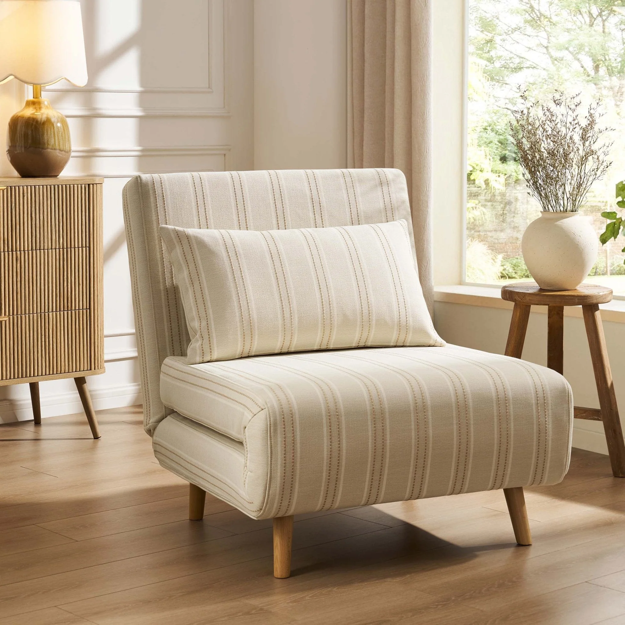 Single Sofa Bed - Natural Stripe