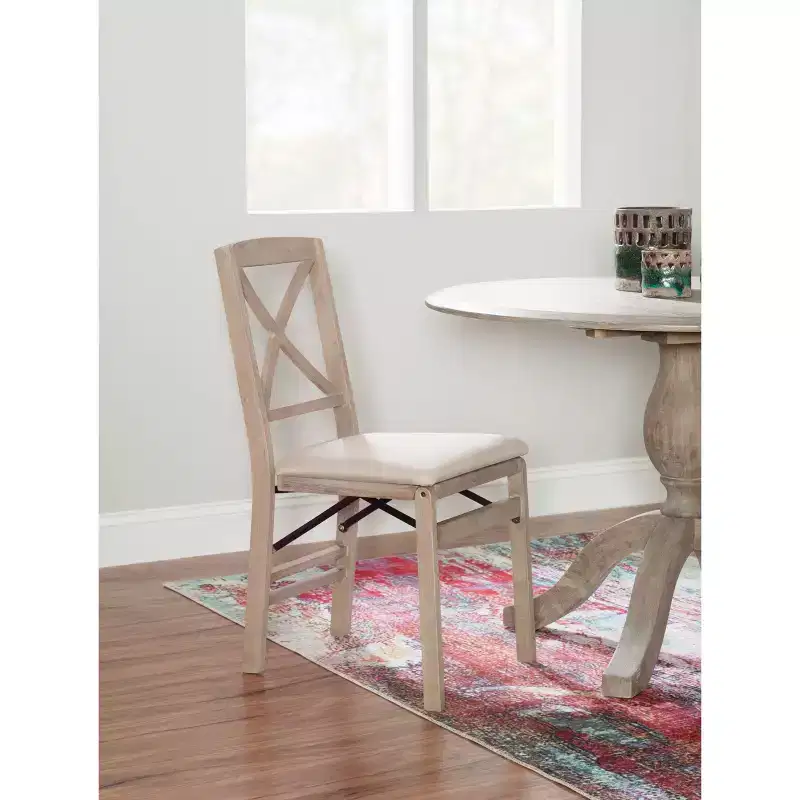 X-Back Folding Dining Chairs Set of 2 - Gray Wash