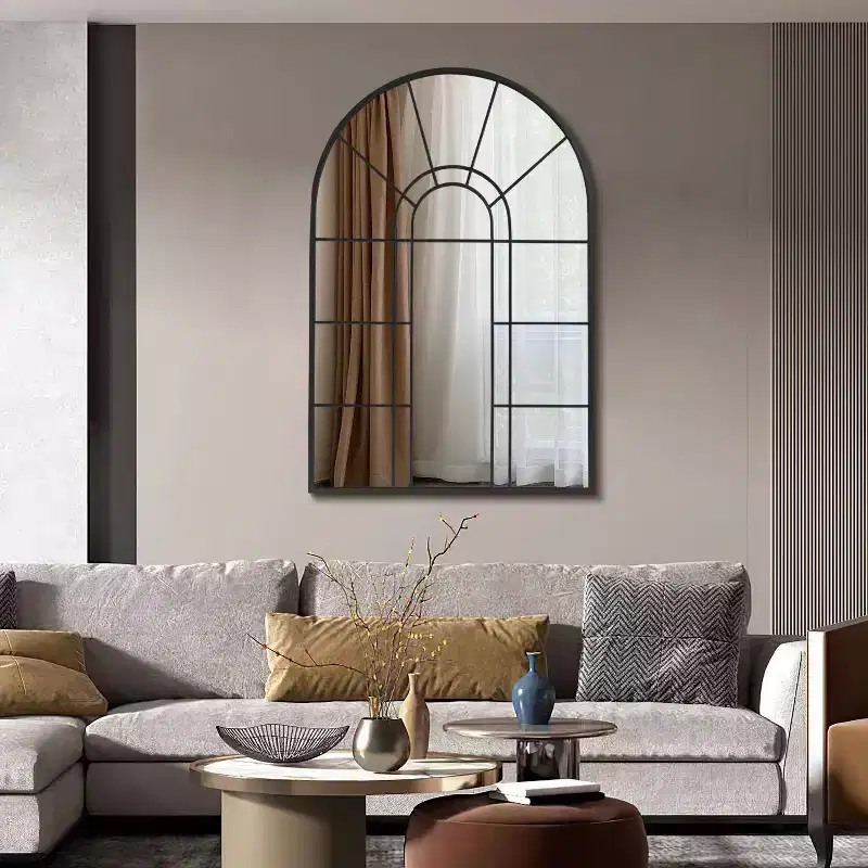 Metal Frame Window Pattern Decorative Wall Mirror