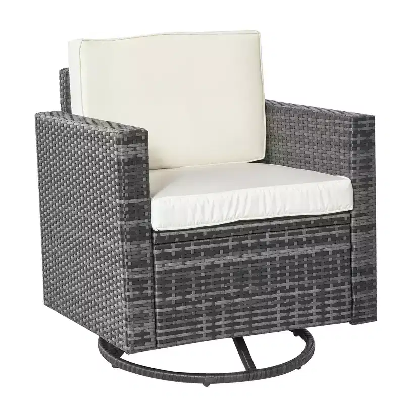 Outsunny Outdoor Swivel Rocker, PE Wicker Dining Chair, 360 Degree Swivel Patio Glider with Cushions, Steel