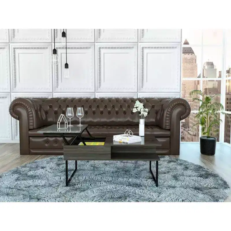 Lift Top Coffee Table with One Shelf, Carbon Espresso / Onyx Finish