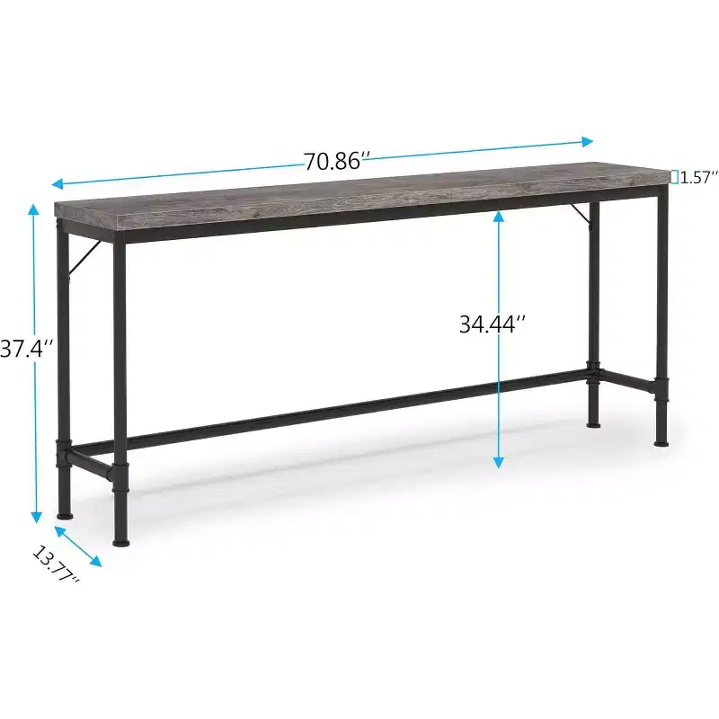 70.9-Inch Extra Long Console Table, Narrow Sofa Table for Entryway or Living Room, Rustic Grey Industrial Style
