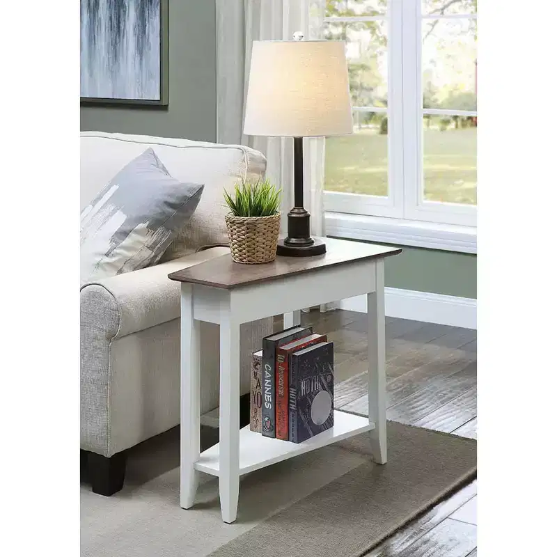 HomeStock Belmont Round End Table with Bottom Shelf, Elegant Side Table Featuring Curved Legs, Stylish Accent Table for Living Room Storage