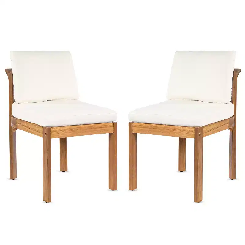 Christopher Knight Home Grayson Patio Modern Acacia Wood Armless Dining Chairs with Cushions