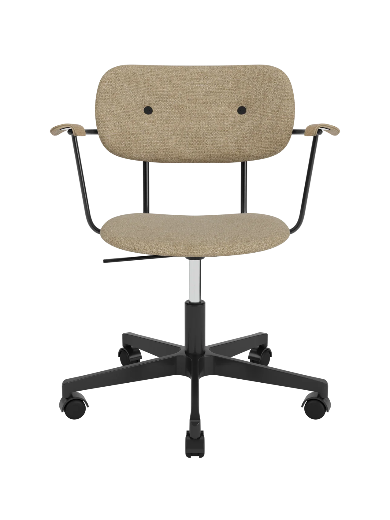 Fully Upholstered Task Chair with Armrests Black Swivel Base