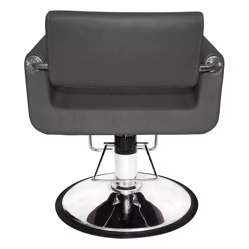 Professional Salon Styling Chair High-Density Foam Steel Frame 360° Swivel Gray Vinyl