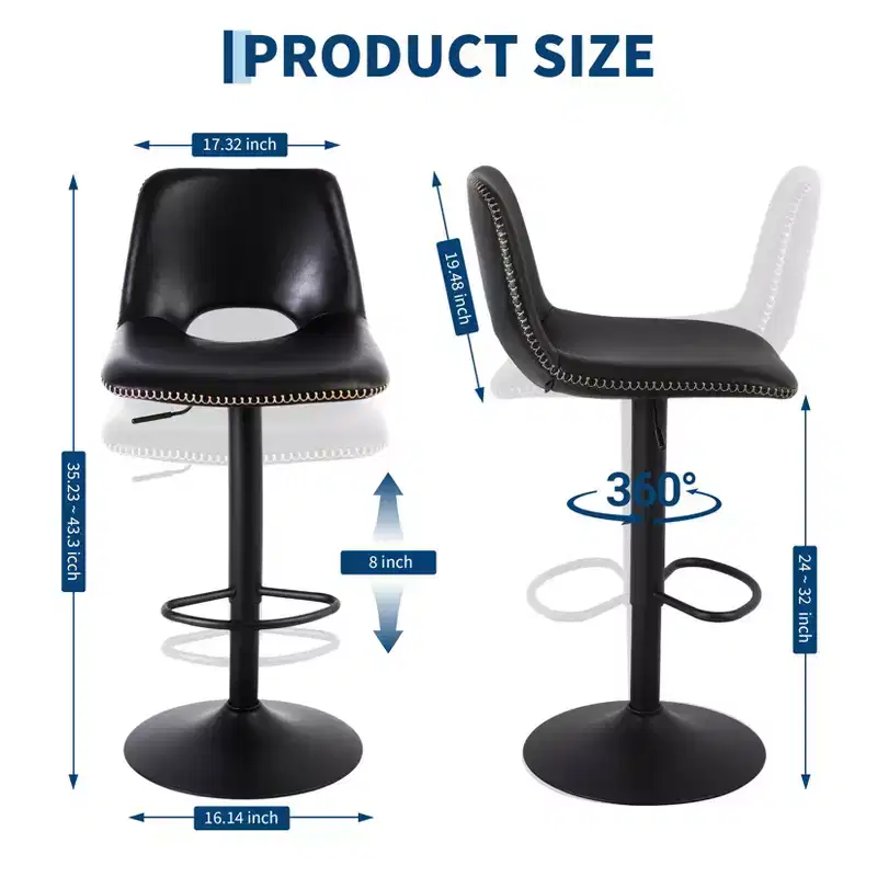 Modern Adjustable Swivel Bar Stools, Modern Industrial Counter Height Lounge Chairs, for Dining, Living Room
