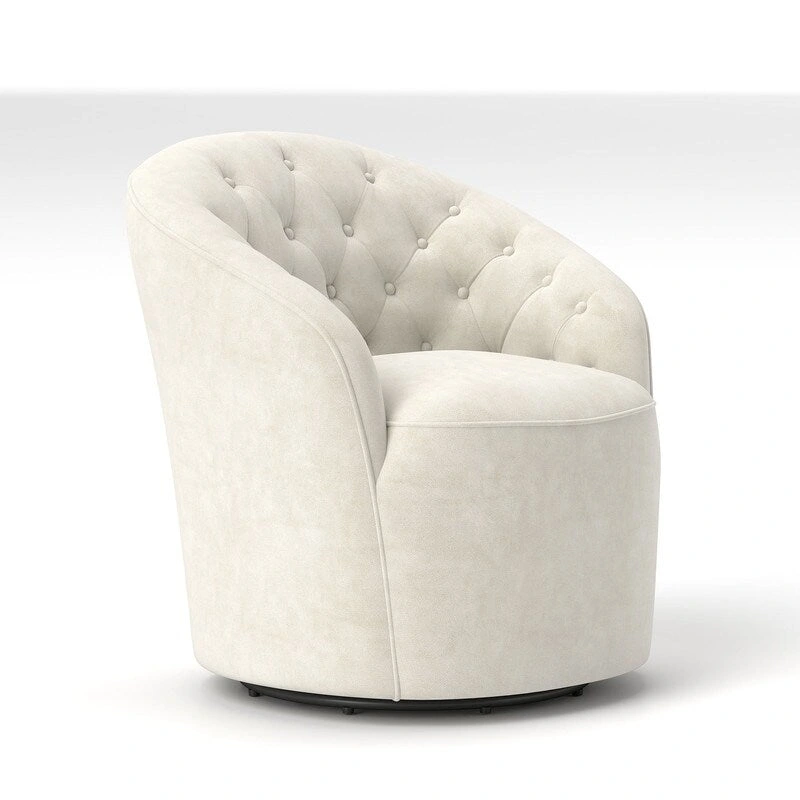 SEYNAR Modern Velvet Upholstered 360 Degree Swivel Barrel Chair with Button Tufted Back Set of 2