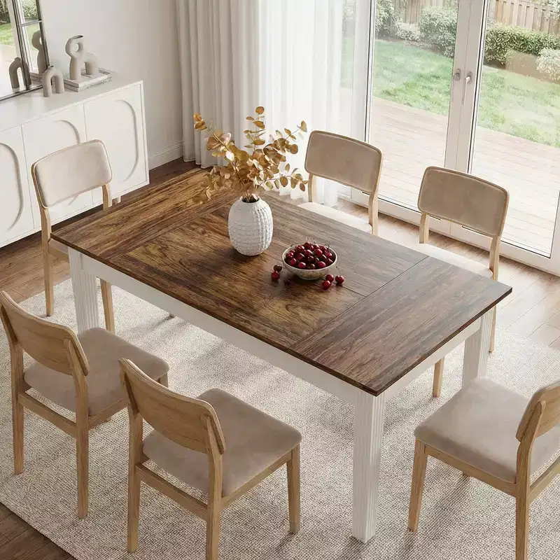 MAYEERTY 63 Wood Grain Dining Table, Easy Assembly Multi-Use Home Office Desk