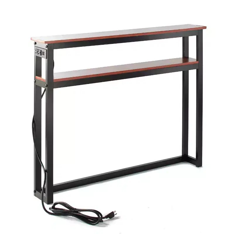 The Lakeside Collection Slim Sofa Table with USB Plug Ports and Power Outlets for Indoors