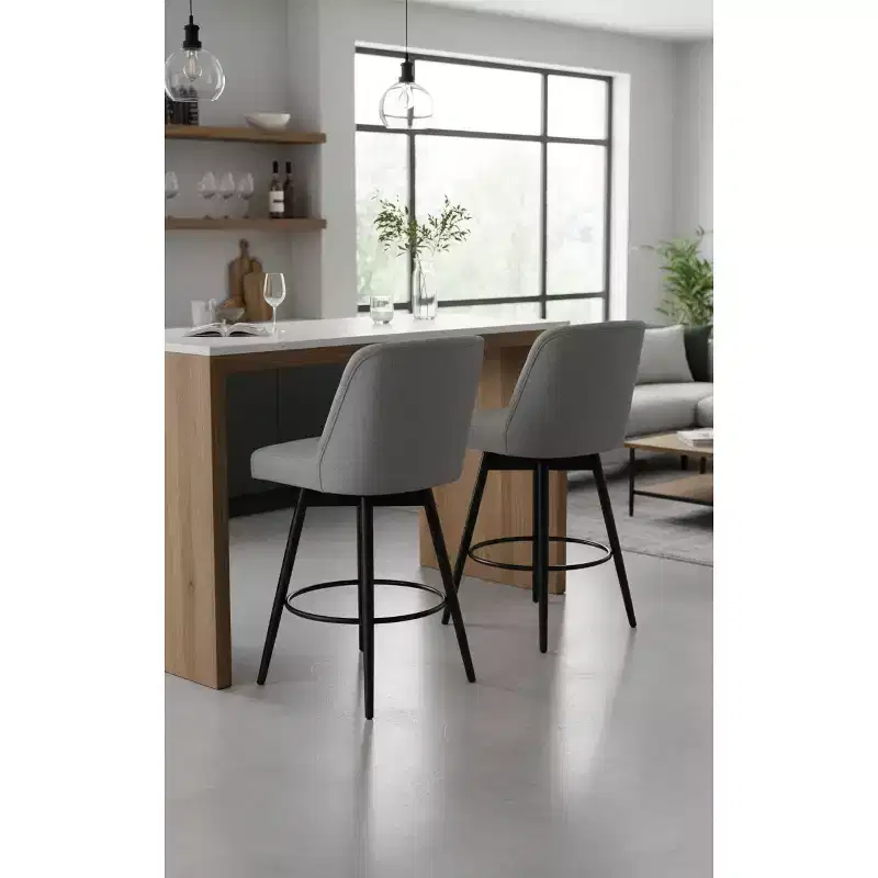 Linen Bar Stools Set of 2 - Linen Fabric Bar Stools