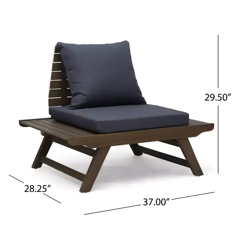 Christopher Knight Home Sedona Outdoor Acacia Wood 4 Seater Chat Set and Side Table with Cushions