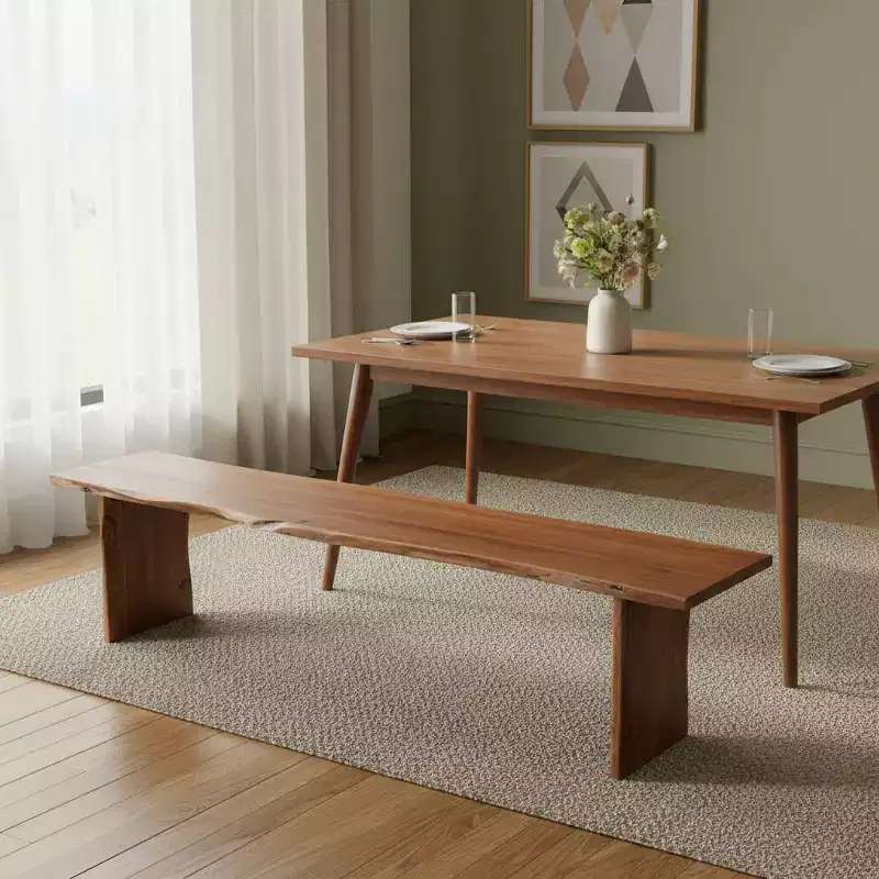 HomeRoots 60 Brown Solid Wood Live Edge Dining Bench