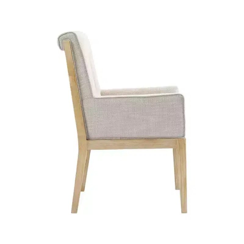 Meridian Furniture,Gwendolyn Cream Linen Textured Fabric Dining Arm Chair