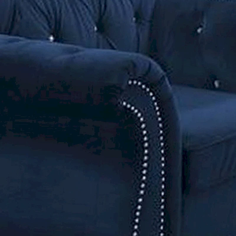 Rima 51 Inch Classic Accent Chair, Velvet Upholstery, Rolled Arms, Indigo