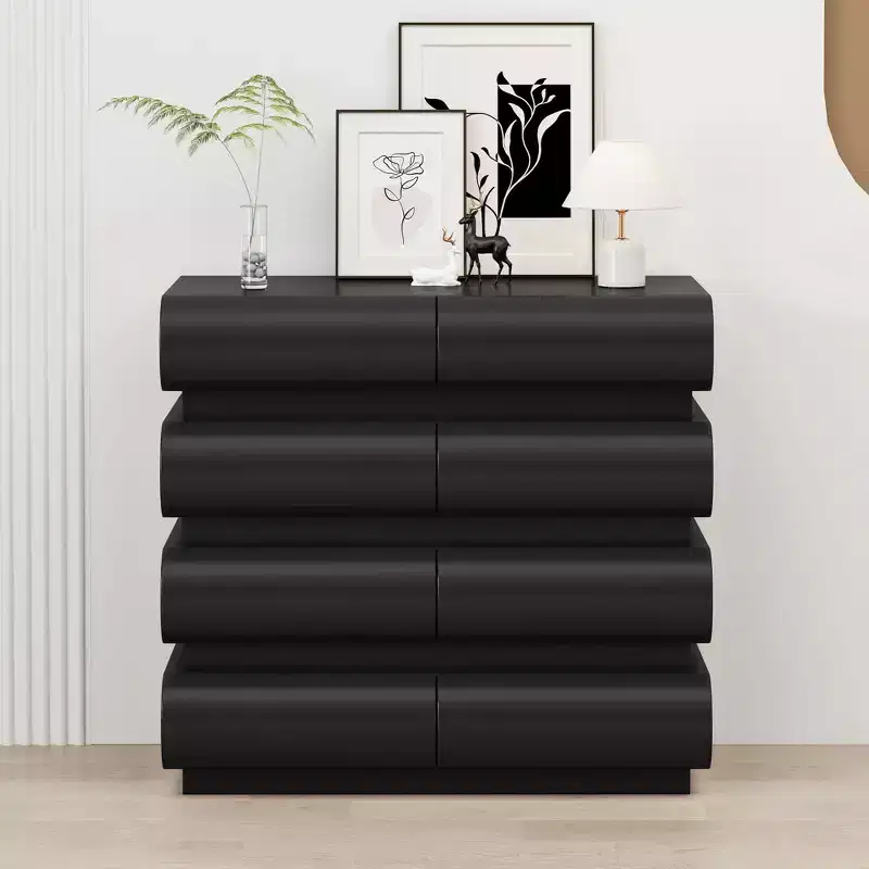Okak Minimalist 8-Drawer Dresser, Modern Chest Storage Cabinet No Handle, Wide Organizer for Primary Bedroom, Nursery or Entryway