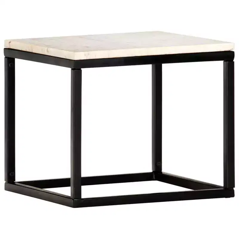 vidaXL Coffee Table End Table Side Sofa Table Real Stone with Marble Texture