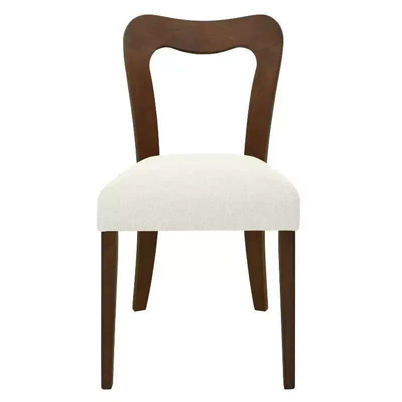 Christopher Knight Home Set of 2 Aaron Rubberwood Upholstered Dining Chairs with Curved Open Back Beige/Walnut