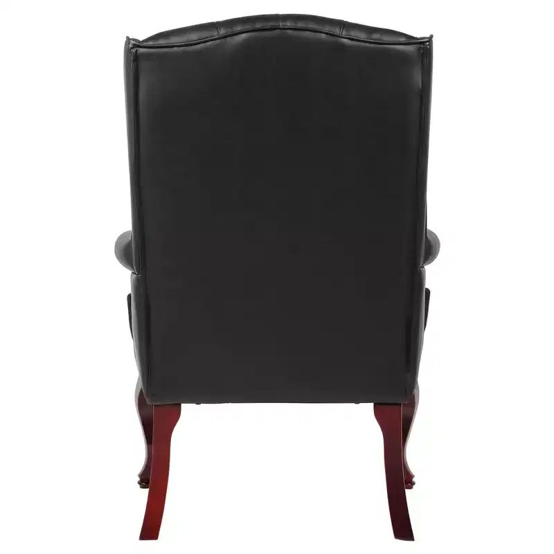 Wingback Traditional Guest Chair Black Vinyl
