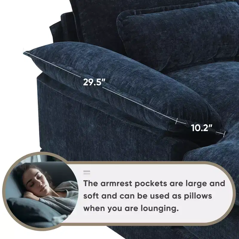 Whisen Modern Design Chenille U-shaped Sectional Sofa with Cup Holders and USB Charger