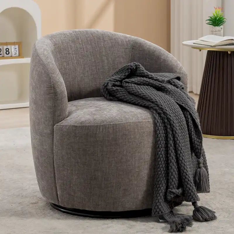 25.6 Swivel Barrel Chair with Black Coating