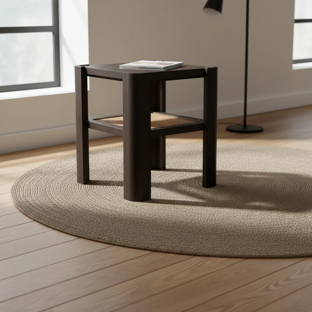 Natural Solid Teak Side Table with Generous Proportions for Living Rooms