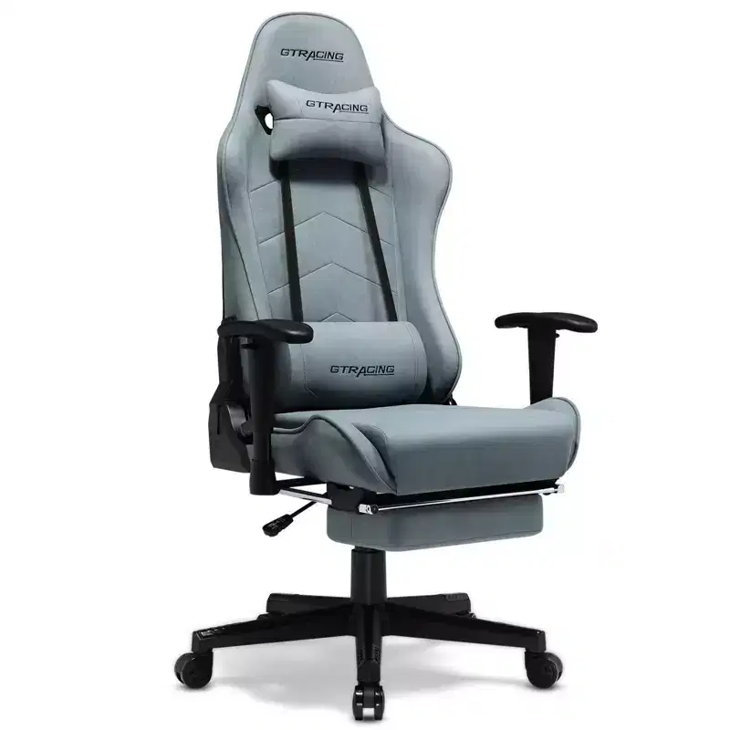 Gaming Chair with Footres Ergonomic Recliner Office Chair with Lumbar Support Blue