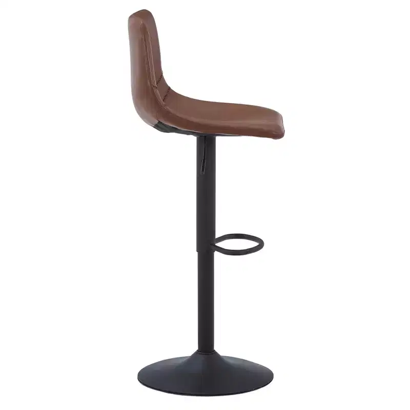 Adjustable Swivel Bar Stool Set of 2 Faux Leather Footrest Counter Height Kitchen