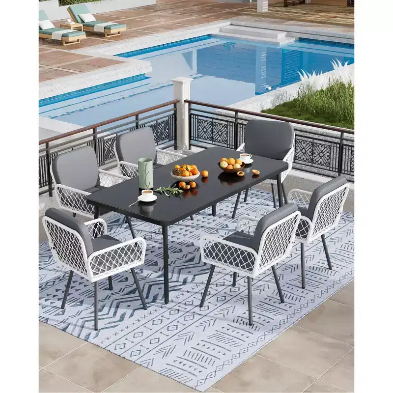 Dining Chairs Set of 4 - Metal Frame, for Indoor, Garden, Balcony, Deck,