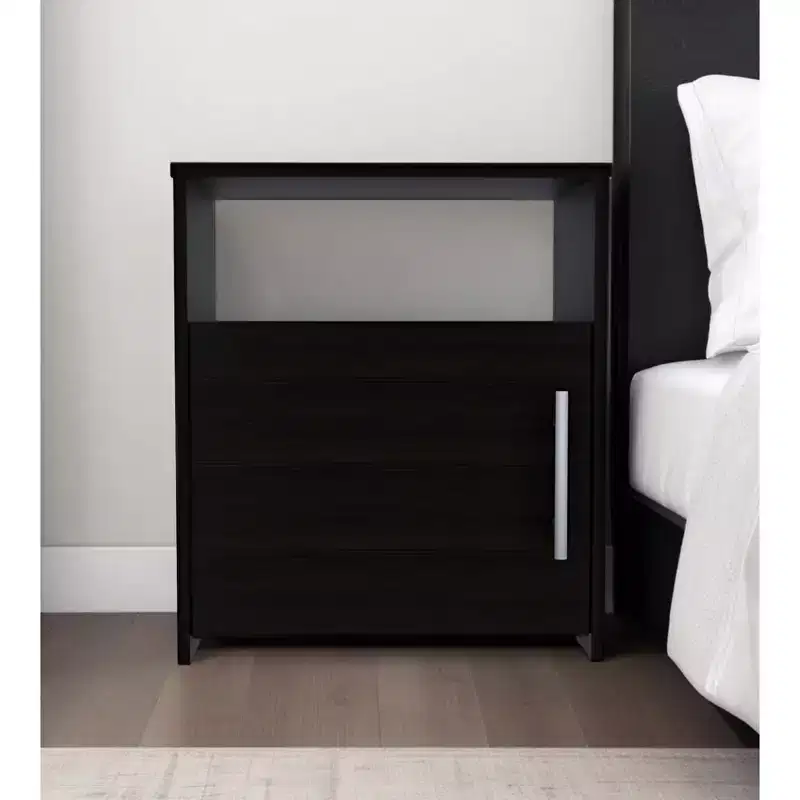 HomeRoots 23 Black Wood Nightstand