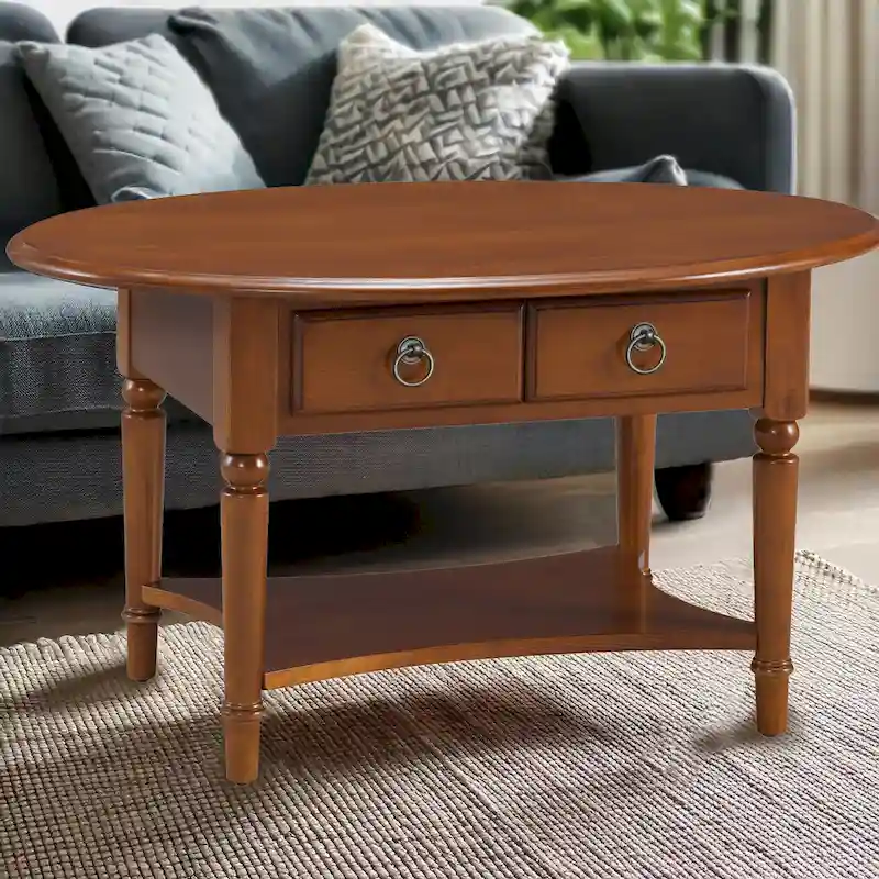 Copper Grove Churn Creek Oval Coffee Table with Shelf