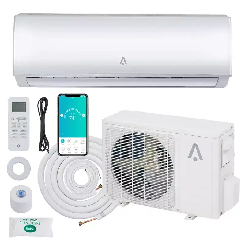 9000 Btus Wifi Enabled Split-System Air Conditioners, R454B 19 SEER2 115V Inverter Ductless Split AC Unit With Pre-Charged Condenser