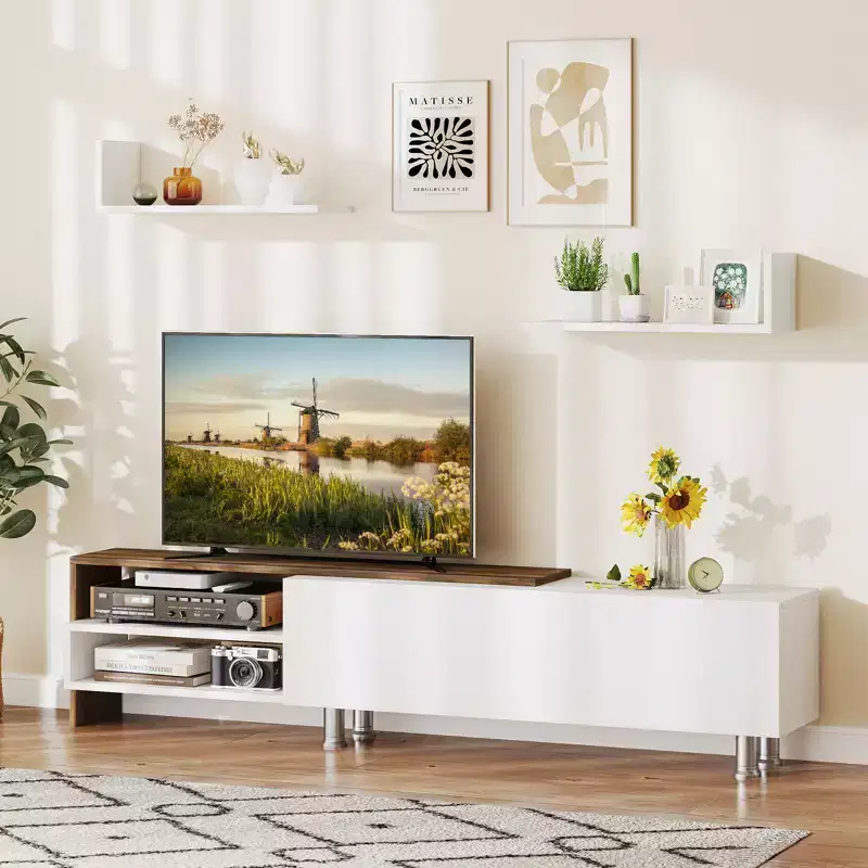 Wood TV Stand Entertainment Center 71.5