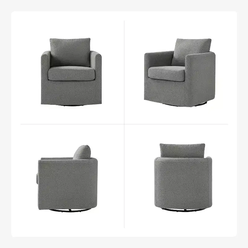 Bernhard Slipcovered Swivel Chair with textured fabric and flared armrests| HULALA HOME
