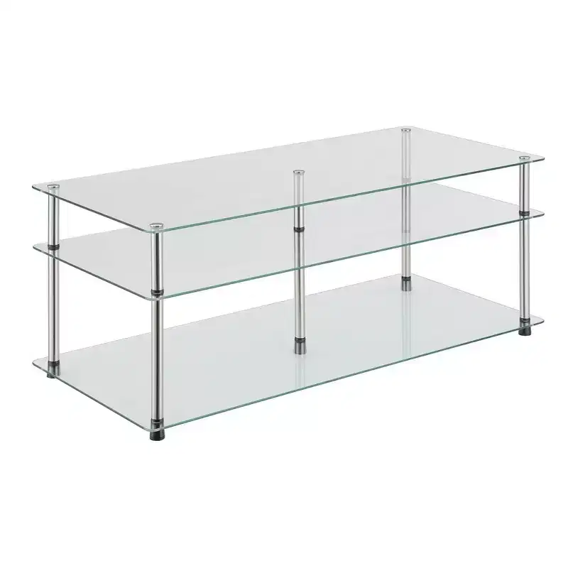 Classic Glass 3 Tier Coffee Table Clear Glass