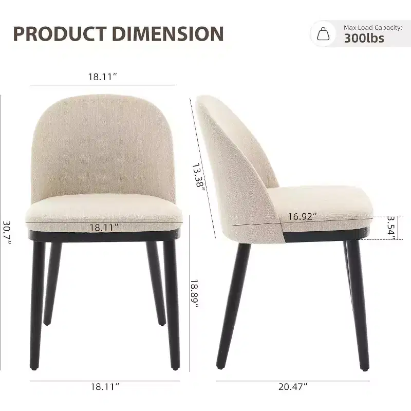 6-piece dining chair set in modern linen fabric style. Features adjustable feet and high back support, perfect for dining rooms and living rooms