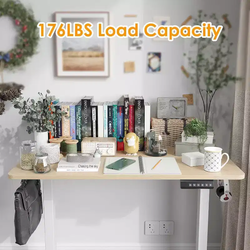 PexFix 40 x 24 Electric Standing Desk Nature Desktop Height Adjustable Computer Desk Stand up Home Office Desk with Splice Board
