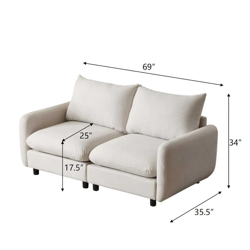 Christopher Knight Home - Evelyn Modern 2-Seater Modular Upholstery Sectional Loveseat Sofa