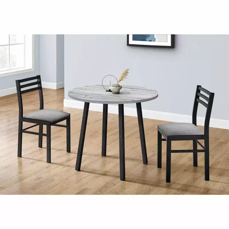 Okak 3-Piece Vintage Dining Table Set & Upholstered Chairs for Dining Room,Restaurant,Modern Round Dinette Set with Drop Leaf Design