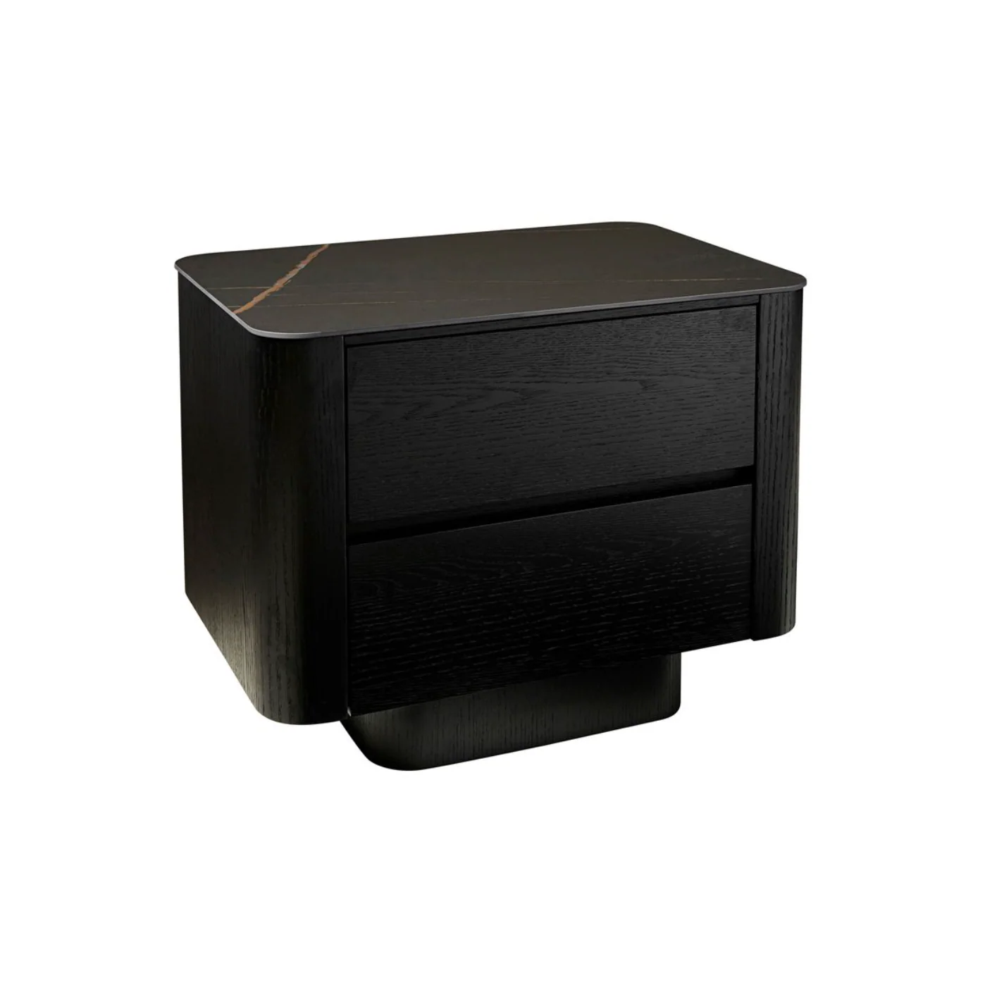 Black Marble Bedside Table with Storage for Bedroom