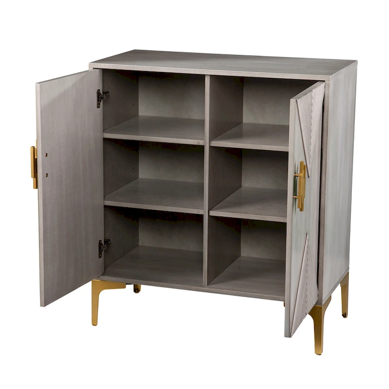 SEI Furniture Laurelvale Grey Wood Cabinet w/ Goldtone Legs/Pulls