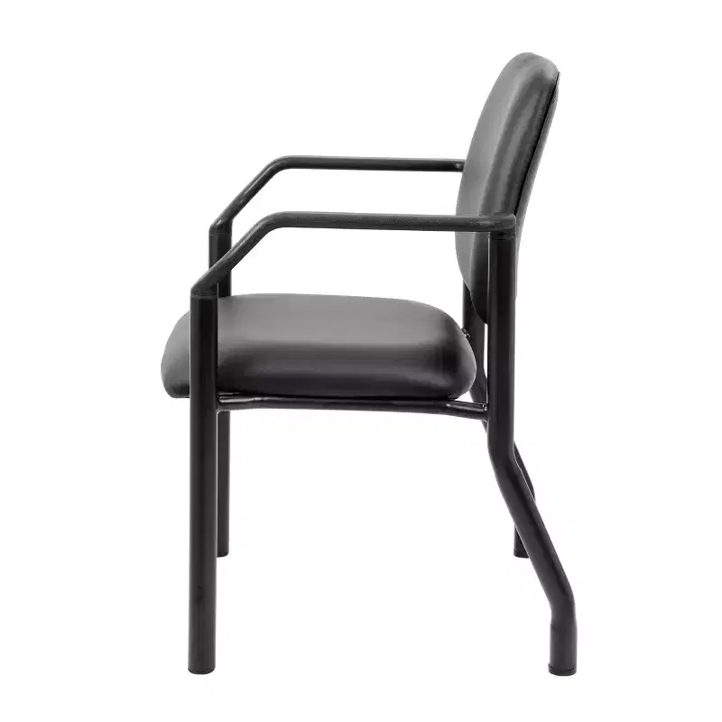 300lbs Guest Chair Antimicrobial Black - Boss Office Products: Sturdy Mid Back, Metal Frame, Easy Clean