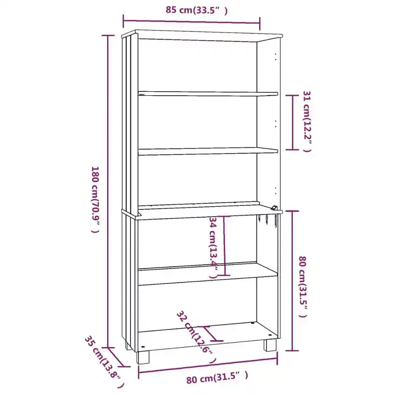 vidaXL Highboard Set of 2 Solid pine wood, MDF Large Highboard
