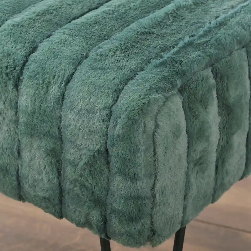 Faux Fur Ottoman Bench, Striped, 1-Person