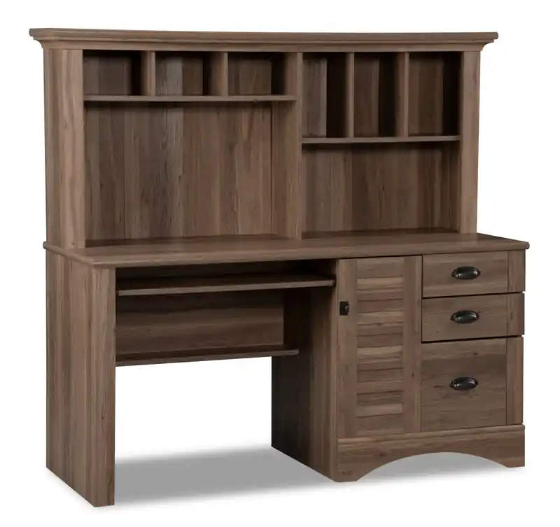 62.25 Office Desk with Hutch Salt Oak